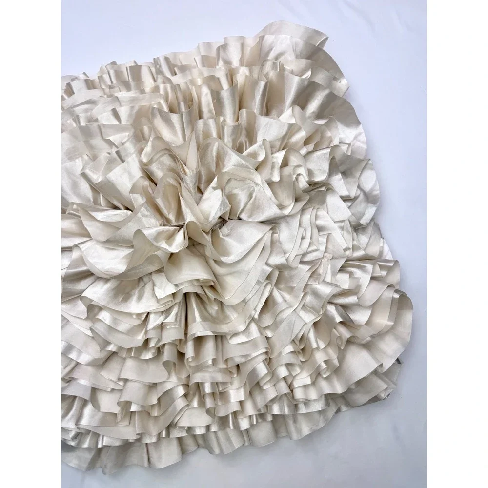 Pier 1 Imports Ruffled Satin Throw Pillow Cover Champagne Cream 16x16 Textured
